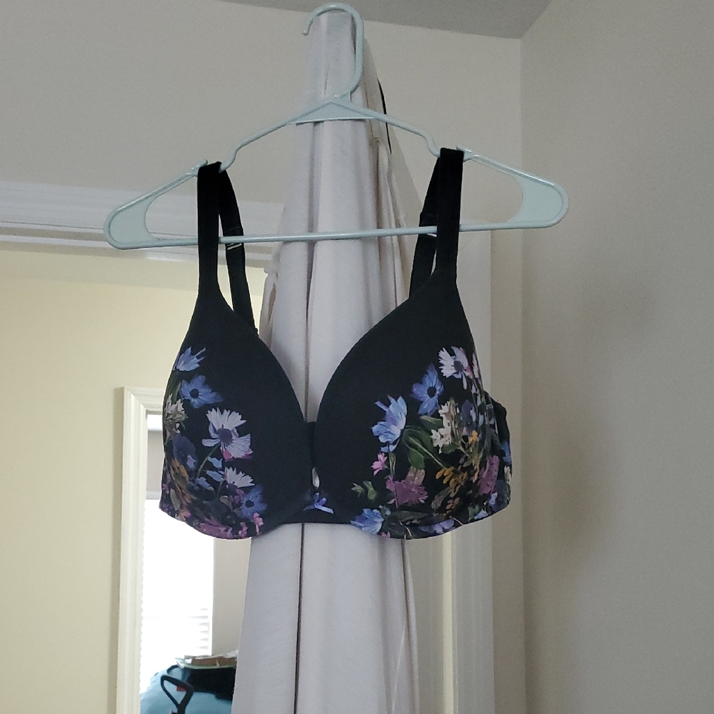 Lane Bryant Black Floral Contour Bra